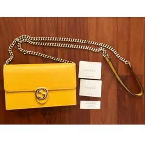 Gucci Bright Yellow Crossbody Bag with Chain Strap